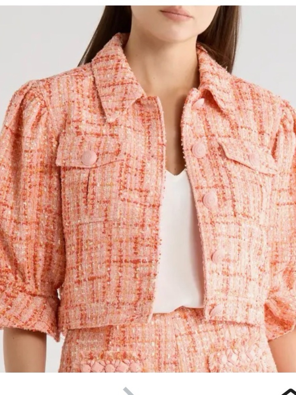 Cinq a Sept NEW Lucy Boucle Julieta  Pink Poppy Orange  Tweed Blazer size 4 $395